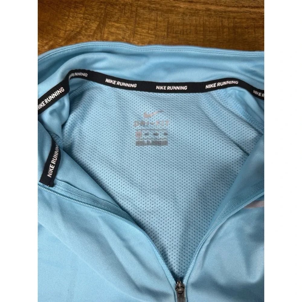 Nike Dri-FIT Running 1/4 Zip Pullover Top Blue Reflective Women's XS